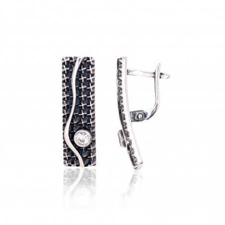 Sudraba auskari ar  angļu  slēdzēju 2202774(POx-Bk)_CZ, Sudrabs	925°, oksids (pārklājums), Cirkoni 