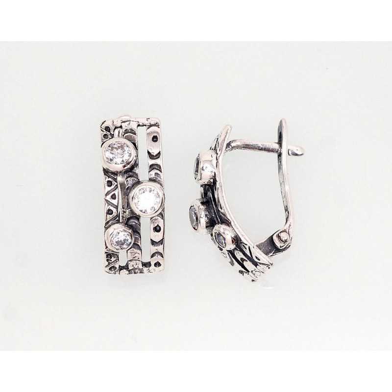 Sudraba auskari ar  angļu  slēdzēju 2202775(POx-Bk)_CZ, Sudrabs	925°, oksids (pārklājums), Cirkoni 