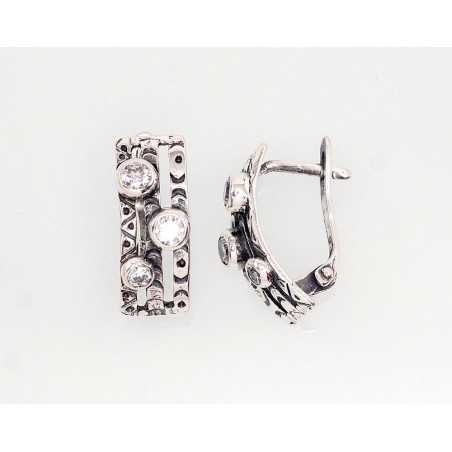 Sudraba auskari ar  angļu  slēdzēju 2202775(POx-Bk)_CZ, Sudrabs	925°, oksids (pārklājums), Cirkoni 