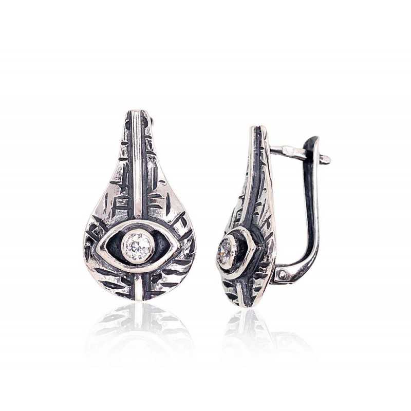 Sudraba auskari ar  angļu  slēdzēju 2202777(POx-Bk)_CZ, Sudrabs	925°, oksids (pārklājums), Cirkoni 