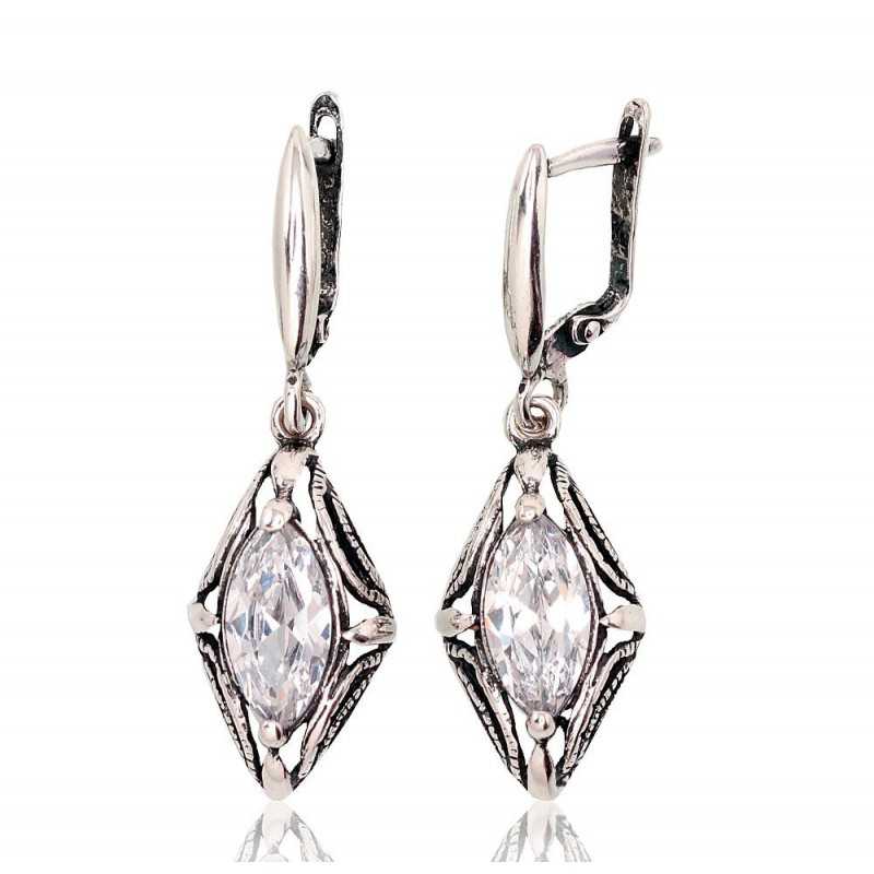 Sudraba auskari  2202799(POx-Bk)_CZ, Sudrabs	925°, oksids (pārklājums), Cirkoni 