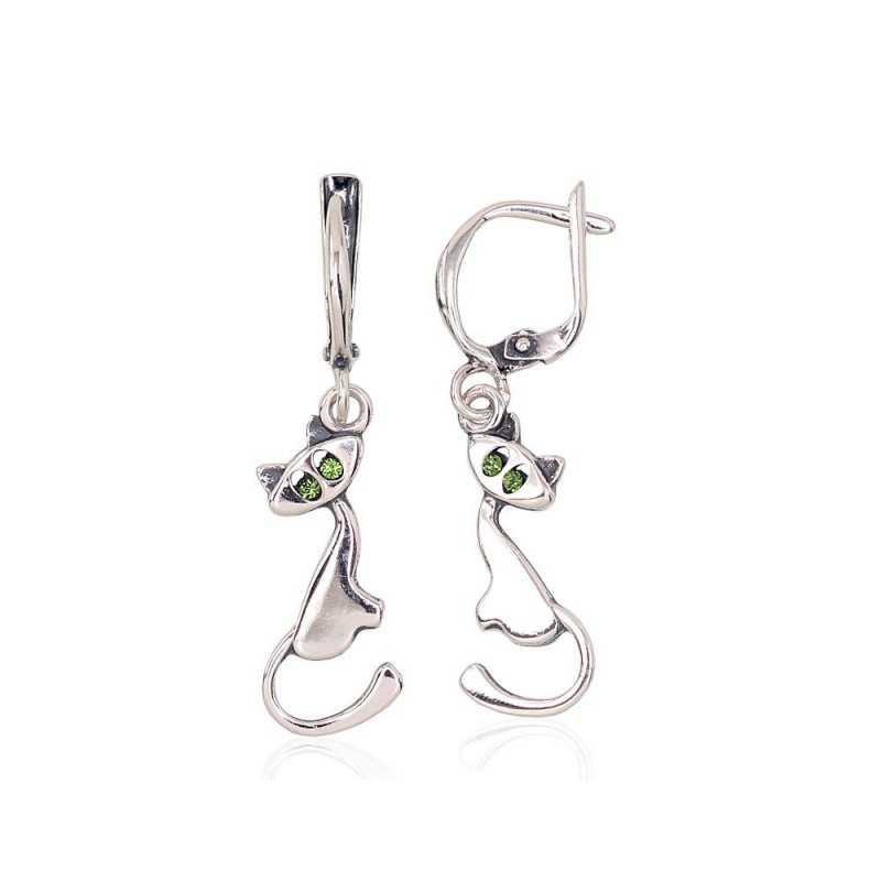 Sudraba auskari  2202812(POx-Bk)_SV-LG, Sudrabs	925°, oksīds (pārklājums), Kristāli swarovski 