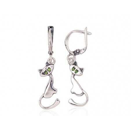 Sudraba auskari  2202812(POx-Bk)_SV-LG, Sudrabs	925°, oksīds (pārklājums), Kristāli swarovski 