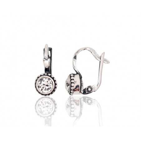 Sudraba auskari ar  angļu  slēdzēju 2202814(POx-Bk)_SV, Sudrabs	925°, oksids (pārklājums), Kristāli 