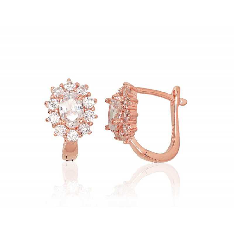 Sudraba auskari 2202986(PAu-R)_CZ, Sudrabs	925°, sarkanais zelts (pārklājums), Cirkoni 