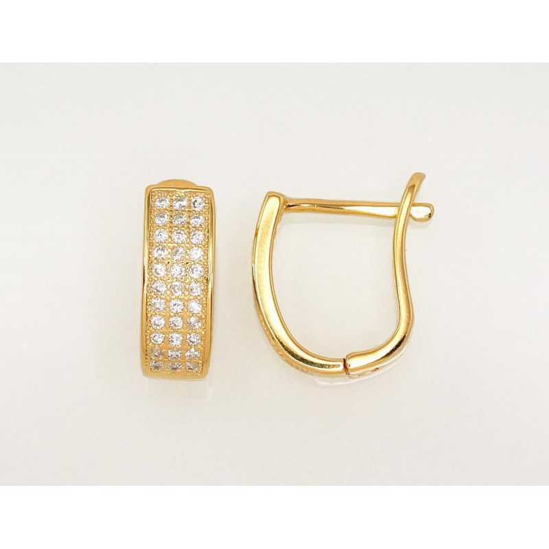 Sudraba auskari ar  angļu  slēdzēju 2203108(PAu-Y)_CZ, Sudrabs	925°, dzeltenais zelts (pārklājums), Cirkoni 