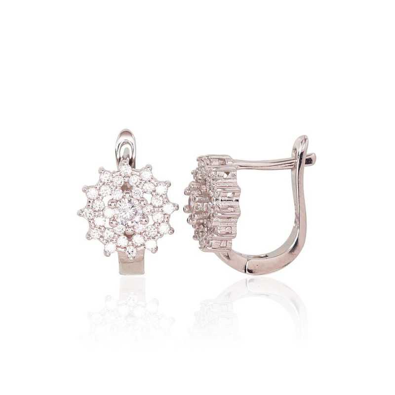 Sudraba auskari ar  angļu  slēdzēju 2203114(PRh-Gr)_CZ, Sudrabs	925°, rodijs (pārklājums), Cirkoni 