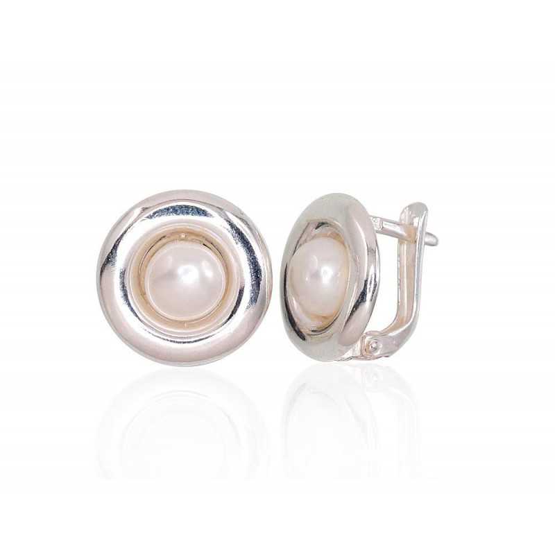 Sudraba auskari ar angļu slēdzēju 2203271_PE, Sudrabs	925°, Pērles 