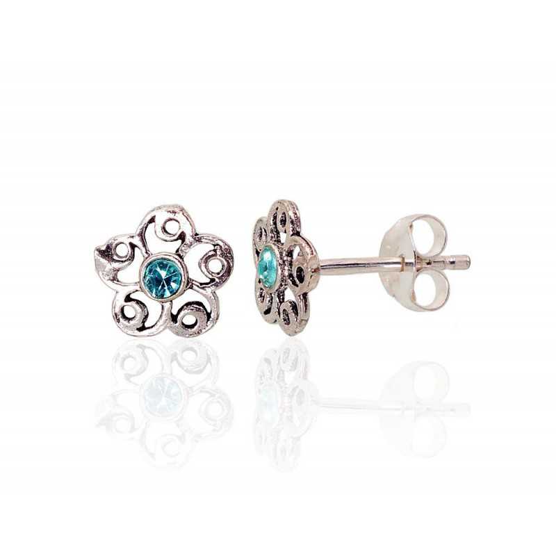 Sudraba auskari-puseti 2203321(POx-Bk)_CZ-AQ, Sudrabs	925°, oksids (pārklājums), Cirkoni 