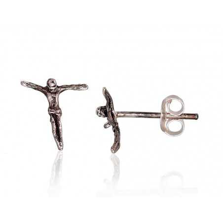 Sudraba auskari-puseti 2203418(POx-Bk), Sudrabs	925°, oksids (pārklājums)