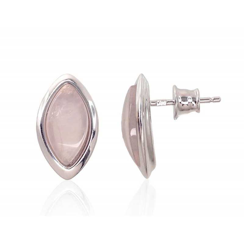 Sudraba auskari-puseti 2203485(PRh-Gr)_KZPI, Sudrabs	925°, rodijs (pārklājums), Rozā kvarcs 