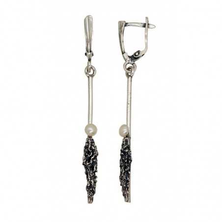 Sudraba auskari 2203504(POx-Bk)_PE, Sudrabs	925°, oksids (pārklājums), Pērles 