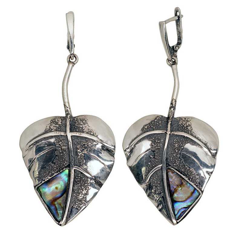 Sudraba auskari 2203508(POx-Bk)_PL-G, Sudrabs	925°, oksids (pārklājums), Perlamutrs 