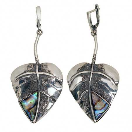 Sudraba auskari 2203508(POx-Bk)_PL-G, Sudrabs	925°, oksids (pārklājums), Perlamutrs 