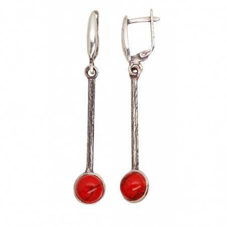 Sudraba auskari 2203514(POx-Bk)_COX, Sudrabs	925°, oksids (pārklājums), Korallis (Imitācija) 