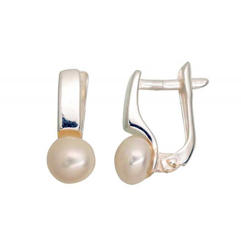 Sudraba auskari ar  angļu  slēdzēju 2203550_PE, Sudrabs	925°, Pērles 