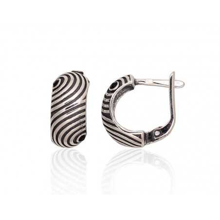 Sudraba auskari ar  angļu  slēdzēju 2203570(POx-Bk)_CZ-BK, Sudrabs	925°, oksids (pārklājums), Cirkoni 