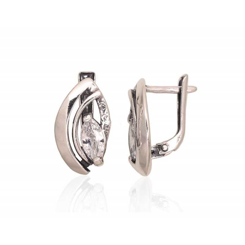 Sudraba auskari ar  angļu  slēdzēju 2203582(POx-Bk)_CZ, Sudrabs	925°, oksids (pārklājums), Cirkoni 