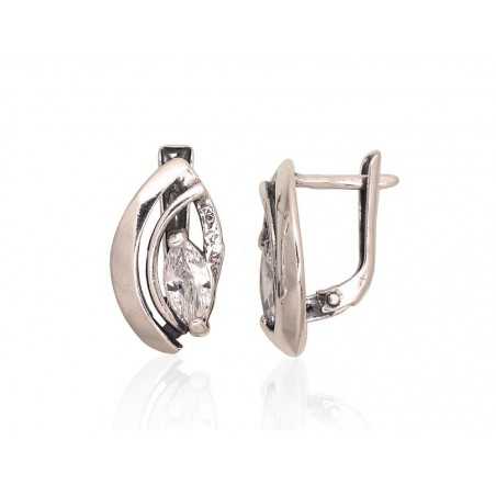 Sudraba auskari ar  angļu  slēdzēju 2203582(POx-Bk)_CZ, Sudrabs	925°, oksids (pārklājums), Cirkoni 