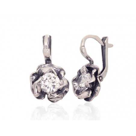 Sudraba auskari ar  angļu  slēdzēju 2203587(POx-Bk)_CZ, Sudrabs	925°, oksids (pārklājums), Cirkoni 
