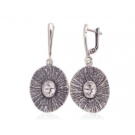 Sudraba auskari ar  angļu  slēdzēju 2203600(POx-Bk)_CZ, Sudrabs	925°, oksids (pārklājums), Cirkoni 