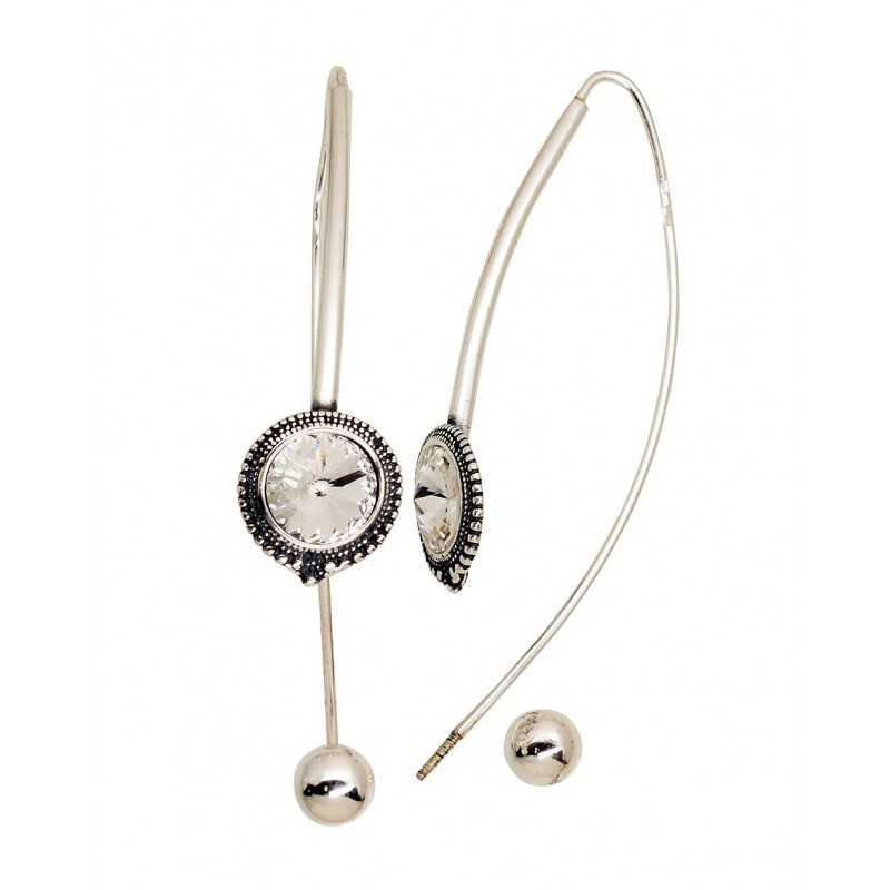 Sudraba auskari 2203606(POx-Bk)_SV, Sudrabs	925°, oksids (pārklājums), Kristāli 