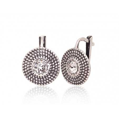 Sudraba auskari ar  angļu  slēdzēju 2203607(POx-Bk)_SV, Sudrabs	925°, oksids (pārklājums), Kristāli 