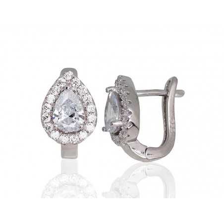 Sudraba auskari ar  angļu  slēdzēju 2203669(PRh-Gr)_CZ, Sudrabs	925°, rodijs (pārklājums), Cirkoni 