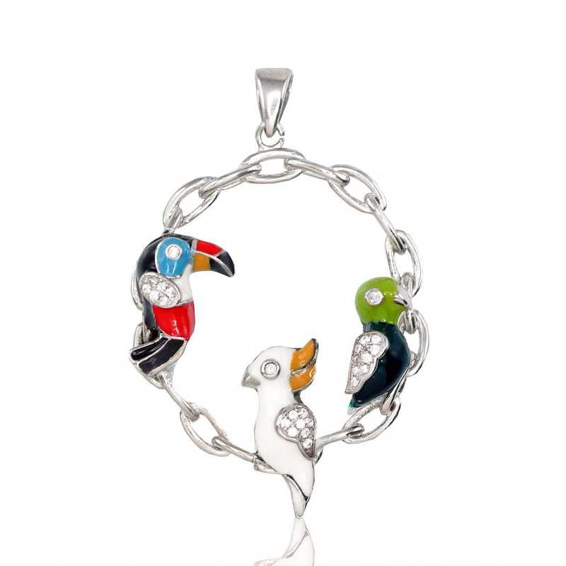 Sudraba kulons 2301341(PRh-Gr)_CZ+ML-MIX, Sudrabs	925°, rodijs (pārklājums), Cirkoni , Juvelieru emalja 