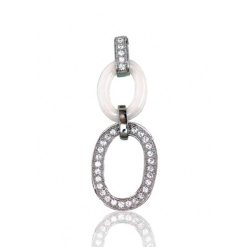 Sudraba kulons 2301428(PRh-Gr)_CZ+CM-W, Sudrabs	925°, rodijs (pārklājums), Cirkoni , Juvelieru keramika 
